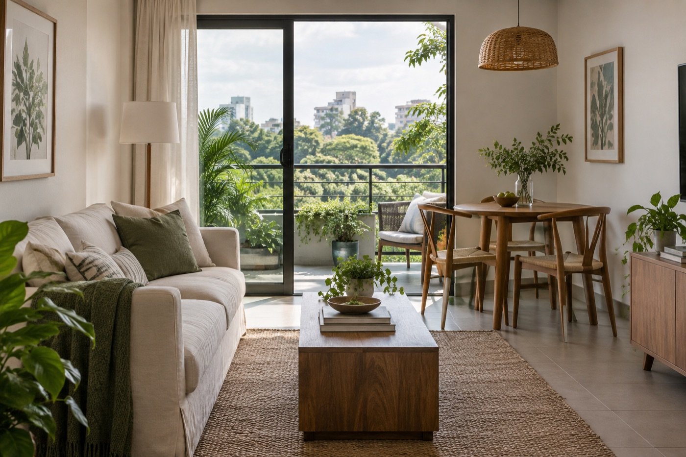 Imagen conceptual de un apartamento con balcón